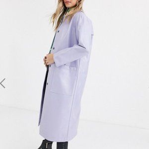 ASOS DESIGN patent trench coat in lilac